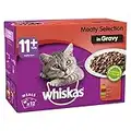 Whiskas Wet Pouches, Delicious and Tasty Meaty Selection in gravy, Suitable for Senior Cats Aged 11+, (12 Pouches x 100 g)