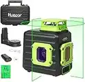 Huepar Cross Line Laser Level, Green 360° Horizontal and Two Vertical Lines, Self-Leveling Alignment Multi Line Laser Tool, Li-ion Battery with Type-C Charging Port & Hard Carry Case Included - B21CG