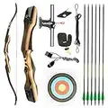 TIDEWE Recurve Bow and Arrow Set for Adult & Youth Beginner, Wooden Takedown Recurve Bow 62" Right Handed with Ergonomic Design for Outdoor Training Practice (35lbs)