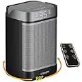 Electric Space Heater, 1500W PTC Ceramic Heater with Thermostat, Fan Heaters for Home Low Energy, Remote Control 1-12H Timer, 4 Mode 80 Degree Oscillation Overheating and Tip-Over Protection