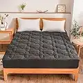 A Nice Night Mattress Pad,up to 18" Deep Pocket Protector ,Non Slip Mattress Topper Breathable and Soft Quilted Fitted Mattress Cover,for Dorm Home Hotel (Black, King)