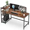 HOMIDEC Writing Computer Desk, 55 Inch Office Work Desk with Bookshelf, Study Laptop Table with 4 Tier DIY Storage Shelves, Modern Simple Style Desks for Bedroom, Home, Office (55 x 23.6 x 43.3inch)