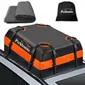 FIVKLEMNZ Car Roof Bag Cargo Carrier, 15 Cubic Feet Waterproof Rooftop Cargo Carrier with Anti-Slip Mat + 8 Reinforced Straps + 4 Door Hooks Suitable for All Vehicle with/without Rack