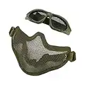 Mezza Maschera con Protezione per Gli Occhi Maschera Airsoft in Rete Metallica per CS Gioco Paintball Verde(Verde)