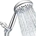 Shower Head, SR SUN RISE 6-Settings 5" High Pressure Handheld Shower Head Set with 2.45 Meter/96 Inch/ 8 FT Extra-Long Shower Hose and Shower Arm Mount with Brass Ball Joint,Chrome