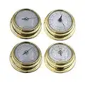 Buyfunny01 Stazione meteorologica Set 4 Pezzi Termometro Igrometro Accessori Barometro preciso Orologio da Parete Strumento Portatile Marino 98mm Kit Barca Mini