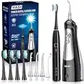 Water Dental Flosser with Electric Toothbrush Combo, Cordless Water Flosser for Teeth, Gums, Braces Care, with 6 Modes & 3 Sonic Modes, Oral Care Kit with 4 Brush Heads & 4 Jet Tips, IPX7 Waterproof