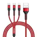 RAVIAD Multi USB Kabel, 3 in 1 Universal ladekabel Nylon Mehrfach Ladekabel Micro USB Typ C für Android Galaxy S10 S9 S8 A5 J5, Huawei P30 P20, Honor, Oneplus, Sony, LG, Kindle, Echo Dot 1.2M