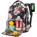 LOVEVOOK Lunch Backpack Insulated Cooler Backpack, Waterproof Laptop Backpack Vintage Work Lunch Box Bag Fashion School Backpack Stylish Travel Bag for Women Girls, Fit 15.6 Inch Computer