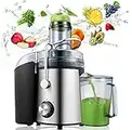 Juicer 800W Juicer Machine with 75MM Wide Mouth for Whole Fruit and Vegetables, Anti-slip Feet and Easy Cleaning, Stainless Steel Centrifugal Juicer with 2 Speeds, BPA Free