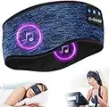 Schlafkopfhörer Bluetooth 5.2, Schlaf Stirnband Kopfhörer Headband Schlafmaske, Sportskopfhörer Musik schlafen Stirnband für Sport Training, Joggen, Schlaflosigkeit (Blau)