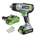 WORKPRO 20V Cordless Impact Wrench, 1/2" Chuck - 320 ft-lb Torque, 2.0Ah Li-ion Battery with 1 Hour Fast Charger, Belt Clip for Easy Carrying