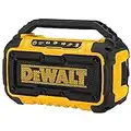 DEWALT 20V MAX Bluetooth Speaker, 100 ft Range, Durable for Jobsites, Phone Holder Included, Lasts 8-10 Hours with Single Charge (DCR010), Yellow/Black