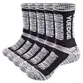 YUEDGE Men's Moisture Wicking Work Boot Socks 5Pairs/Pack Comfort Cotton Heavy Cushion Crew Sports Athletic Hiking Socks(Black, 9-11)