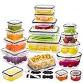 34 PCS Food Storage Containers Set with Airtight Lids (17 Lids &17 Containers) - BPA-Free Plastic Food Container for Kitchen Storage Organization, Salad Fruit Meal-prep Containers with Labels & Marker