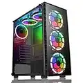 CiT Raider PC Gaming Case, Mid-Tower ATX, 6 x Halo Dual - Ring Spectrum Fans, RGB, PCB Hub w/ Aura Connectivity, RF Controller, MB Sync, Tempered Glass, For a Great Gaming Experience | Black, Six Fans