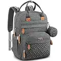 BabbleRoo Diaper Bag Backpack - Baby Essentials Travel Tote - Multi function Waterproof Diaper Bag, Travel Essentials Baby Bag with Changing Pad, Stroller Straps & Pacifier Case - Unisex, Dark Gray