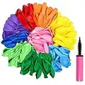 100 Pack Balloons Rainbow Set with Balloon Pump, 12 Inches, Bright Colors Balloon for Birthday Party, Wedding, Party Supplies, Made with Strong Multicolored Latex for Helium or Air Use