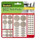 Scotch Felt Pads, Felt Furniture Pads for Protecting Hardwood Floors, Round, Beige, Assorted Sizes Value Pack, 162 Pads