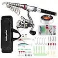 SupsShop Fishing Rod Reel Combo Full Kit Telescopic Fishing Pole Set Spinning Reel Line Lures Hooks and Fishing Carrier Bag Saltwater Freshwater Fishing Gear for Kids Adults Professional (2.4M/7.87FT)