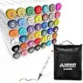 Alcohol Markers, 42 Art Markers with Dual Tip, Permanent Graphic Marker Pens for Kids Adults, Art Pens for Drawing Sketching Graffiti Manga Anime Design