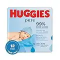 Huggies Pure, Baby Wipes, 12 Packs (672 Wipes Total) - Natural Wet Wipes for Sensitive Skin - 99 Percent Pure Water - Fragrance Free to Clean and Protect