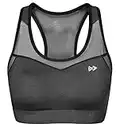 Yvette Sport-BH für hohe Belastungen, für Damen, Racerback-BH, bauchfreies Trainings-Top für Yoga, Fitnessstudio, Training, Fitness, Übergröße, Schwarz Grau, 5XL Mehr