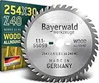 Bayerwald - HM Tischkreissägeblatt Ø 254 mm x 2,8 mm x 30 mm (Für Holz, Spanplatten, Profilleisten etc.) | Kombinebenlöcher für Bosch GTS 10 & PTS 10 (40 Zähne)