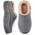 Zigzagger Men's Fuzzy Moccasin Slippers Indoor/Outdoor Fluffy House Shoes, Dark Grey, 8/9 UK