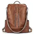 BROMEN Women Backpack Purse Leather Anti-theft Travel Backpack Fashion Shoulder Handbag Brown