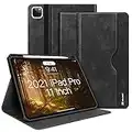 HOLIMET Funda para iPad Pro 11 2022/2021/2020/2018 4./3./2./1ª generación, Piel de PU Case Protectora con Soporte para Lápiz Apple, Carga Inalámbrica, Función de Auto-Sueño/Estela, Negro