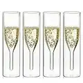 Sziqiqi Verres à Flûte à Champagne en Cristal à Double Paroi, Classics Tulip Goblet, Tasses en Verre Transparent, Verres Soufflés à la Bouche pour la Restauration, Mariages, Fêtes, Bars (4)