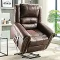 Kayan Large Power Lift Recliner Chairs with Massage and Heat for Elderly Big People, Massage Chair Heavy Duty Electric Faux Leather Reclining Chairs with USB Port and 2 Side Pockets