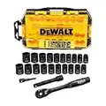 DeWalt Metric/SAE DWMT74739 - Juego de llaves de vaso de impacto (1/2", 23 piezas)