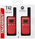 Motorola T42 RED - Walkie Talkie PMR446, 16 Canales, Alcance 4 km, Rojo, 2 Unidades