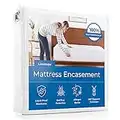 LINENSPA Zippered Encasement Waterproof, Dust Mite Proof, Bed Bug Proof, Hypoallergenic Breathable Mattress Protector - Twin Size