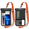 SUPFINE 2 Pack Waterproof Phone Pouch Floating, Large Waterproof Cell Phone Case, IPX8 Waterproof Dry Bag with Lanyard for iPhone 14 Pro Max/ 13/12/ 11/ Galaxy S23 Ultra S22 Vacation Swimming- Black
