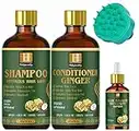 Helyoratty professional Routine shampoo and conditioner for women hair loss |ginger shampoo for hair growth | shampoo for thinning hair and hair loss | hair growth serum | scalp massager hair growth | with biotin & keratin for women & men set 4 in 1 | Regrowth Shampoo & Conditioner for Dry Normal Oily & Color Treated Hair