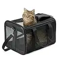 Hitchy Sac De Transport Chat/Sac De Transport Chien pour Chats, Petits Chiens, Chatons Ou Chiots, Souple et Pliable avec Tapis en Laine pour Voyage en Avion, Voiture et Train Noir (M)