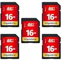 Gigastone Tarjeta SD 16GB, Paquete de 5, 5 minicaja, UHS-I U1 Clase 10 Tarjeta de Memoria SDHC Video Full HD de Alta Velocidad Canon Nikon Sony Pentax Kodak Olympus Panasonic Cámara Digital