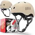 SKATEWIZ Casco da Bicicletta per Bambini, Uomini e Donne in Beige - Casco da Bicicletta da Donna Casco da Skater Casco da Bici da Corsa per Bambini e Bambine