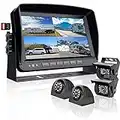 Backup Camera System with 9'' 1080P Monitor for RV Semi Box Truck Trailer Camper, 4 Split Screen Quad View HD DVR Record Monitor + IP69 Waterproof Night Vision Rear Side View Camera Avoid Blind Spot