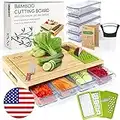 Tabla de cortar de bambú con recipientes para una fácil preparación de comidas, tabla de cortar de almacenamiento grande con juego completo