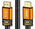 IBRA Orange 2.1 HDMI Cord 8K Ultra High-Speed 48Gbps Lead | Supports 8K@60HZ, 4K@120HZ, 4320p, Compatible with Fire TV, 3D Support, Ethernet Function, 8K UHD, 3D-Xbox Playstation PS3 PS4 PC etc- 6Ft