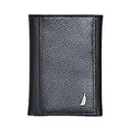 Nautica Men's Trifold Leather Wallet with 6 slots, RFID Protection and ID Window, Black