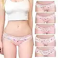 LittleForBig Women's Ladies Soft Cotton Underwear Comfortable Hipster Briefs 5 Pack Panties Set-Usagi Pattern M Pink