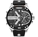 Diesel Orologio Mr. Daddy 2.0 da uomo, movimento multifunzione, cassa in acciaio 57 mm con cinturino in pelle, DZ7313