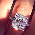 Longfu Fashion Jewelry 925 Sterling Silver Solitaire Engagement Ring Women's Ring 18k Platinum Plated Sterling Silver Square Cubic Zirconia Engagement Ring (7)