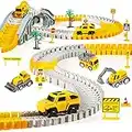 kizplays 260pcs Autorennbahn Rennbahn 6 Cars Bagger Spielzeug, Spielzeugautos Autobahn ab 3 4 5 6 Jahre Junge Mädchen,Flexible Track Kran Spiele, Elektroauto für Kinder Geschenk