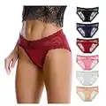 LEVAO Women Lace Underwear Sexy Breathable Hipster Panties Stretch Seamless Bikini Briefs Multipack
